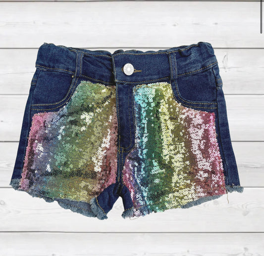 Pastel Rainbow Denim Shorts