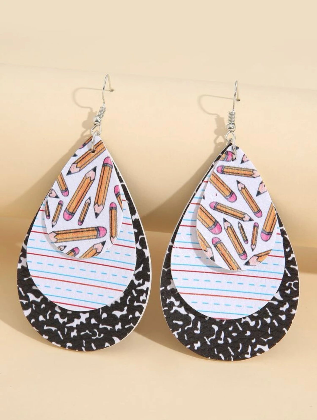 Pencils Paper And Composition Earrings