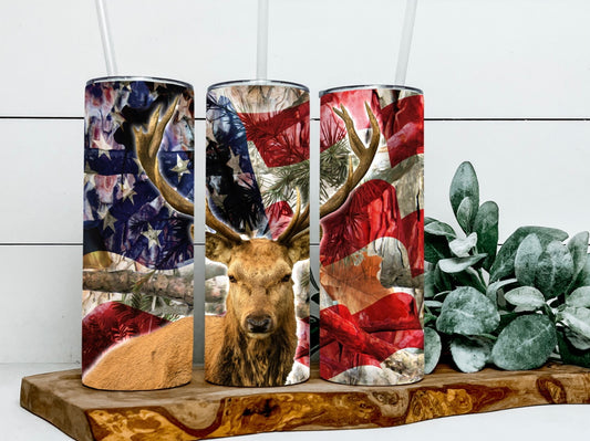 Flag And Deer Tumbler