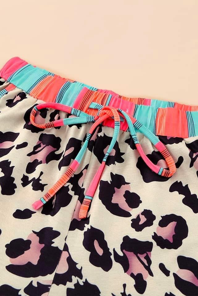 Neon Striped Leopard Shorts