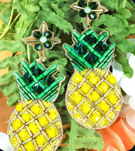 Pineapple Embellished Bead Earrings