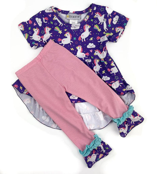 Purple Unicorns Ruffled Tunic Outfit