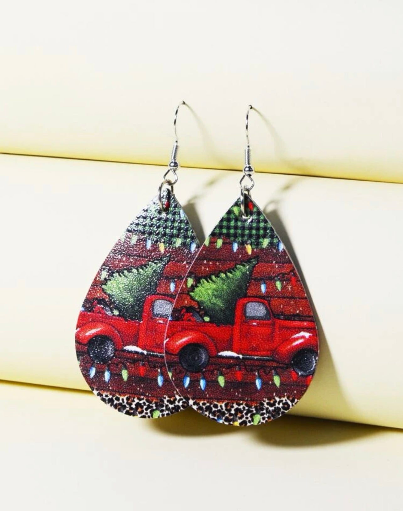 Red Truck And Lights Earrings