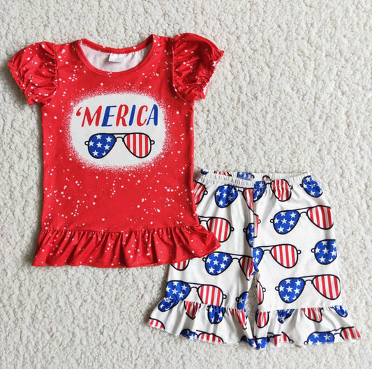 Merica Girl Glasses Shorts Outfit