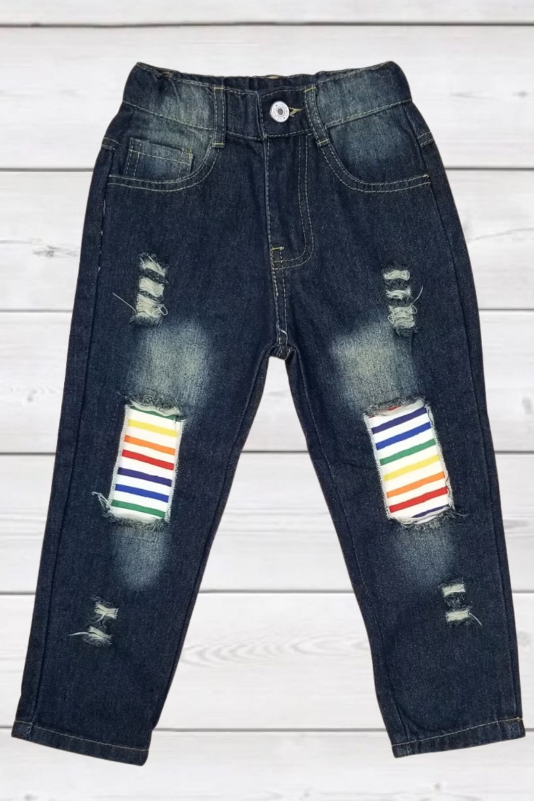 Rainbow Distressed Denim